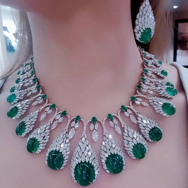 GODKI DUBAI 2pcs Bridal Zirconia Necklace earring Sets For Women