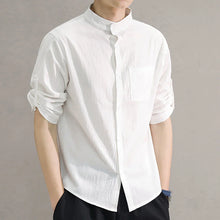 Spring and Summer Stand Collar Five-point Mid-sleeve Fashionable Men's Short
