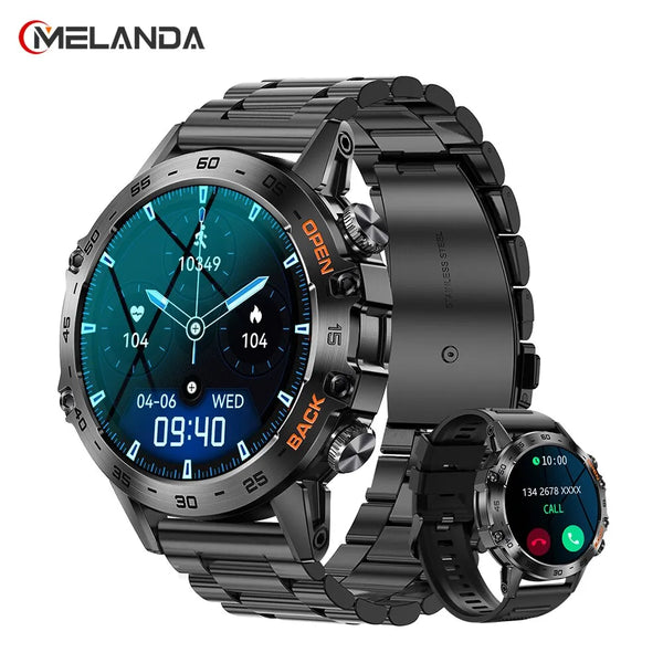 MELANDA Steel 1.39" Bluetooth Call Smart Watch Men Sports Fitness Tracker