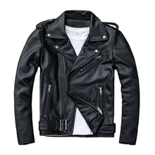 Classical Motorcycle Jackets Men Leather Jacket 100% Natural Cowhide Thick Moto Jacket